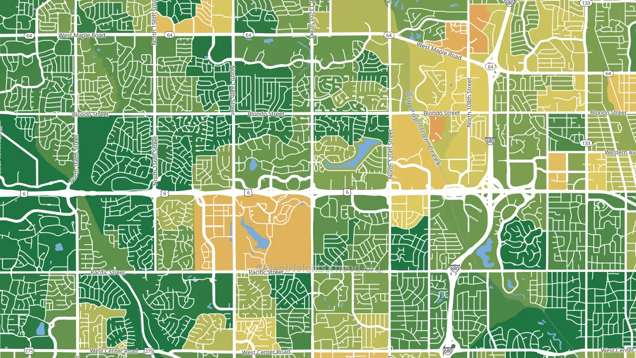 68154, NE block-group voter-turnout map