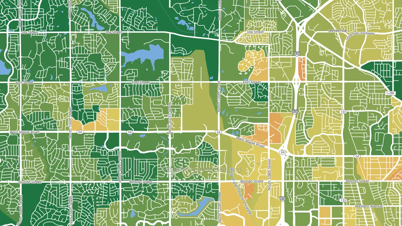 68164, NE block-group voter-turnout map