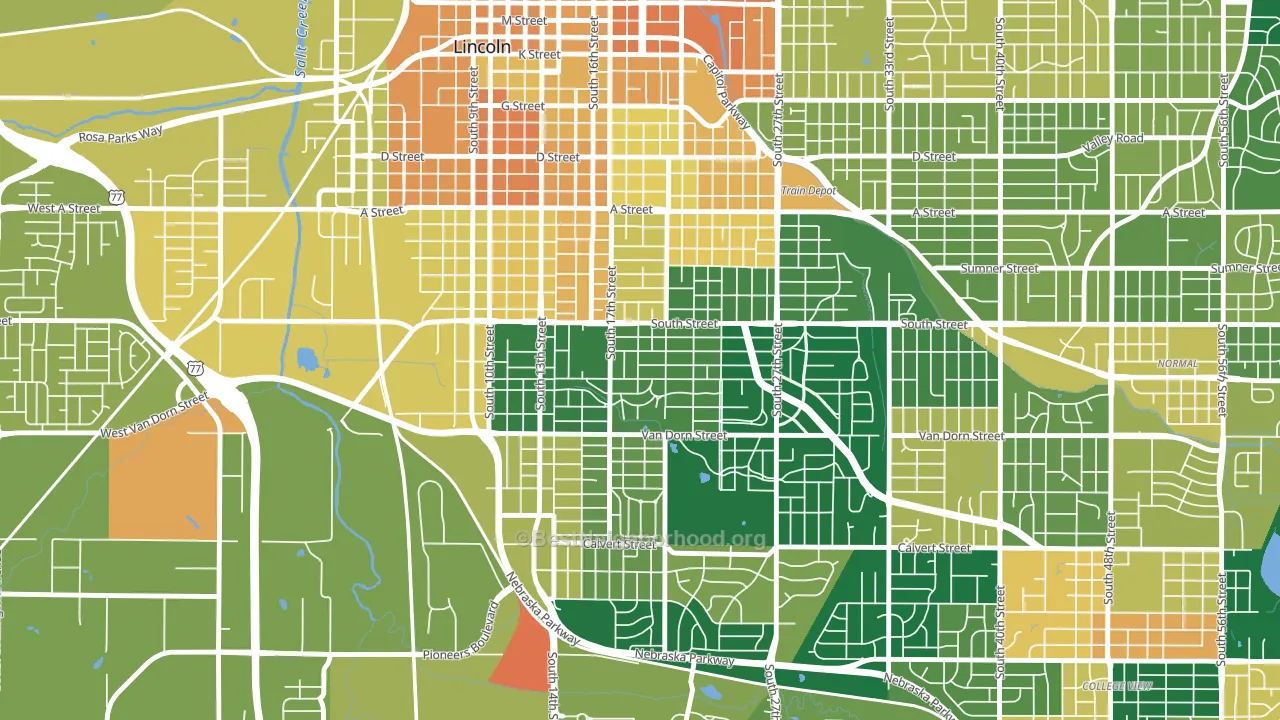 68502, NE block-group voter-turnout map