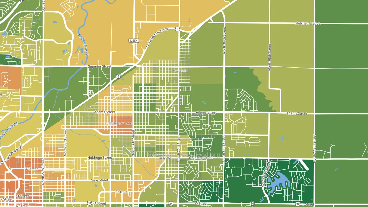 68507, NE block-group voter-turnout map
