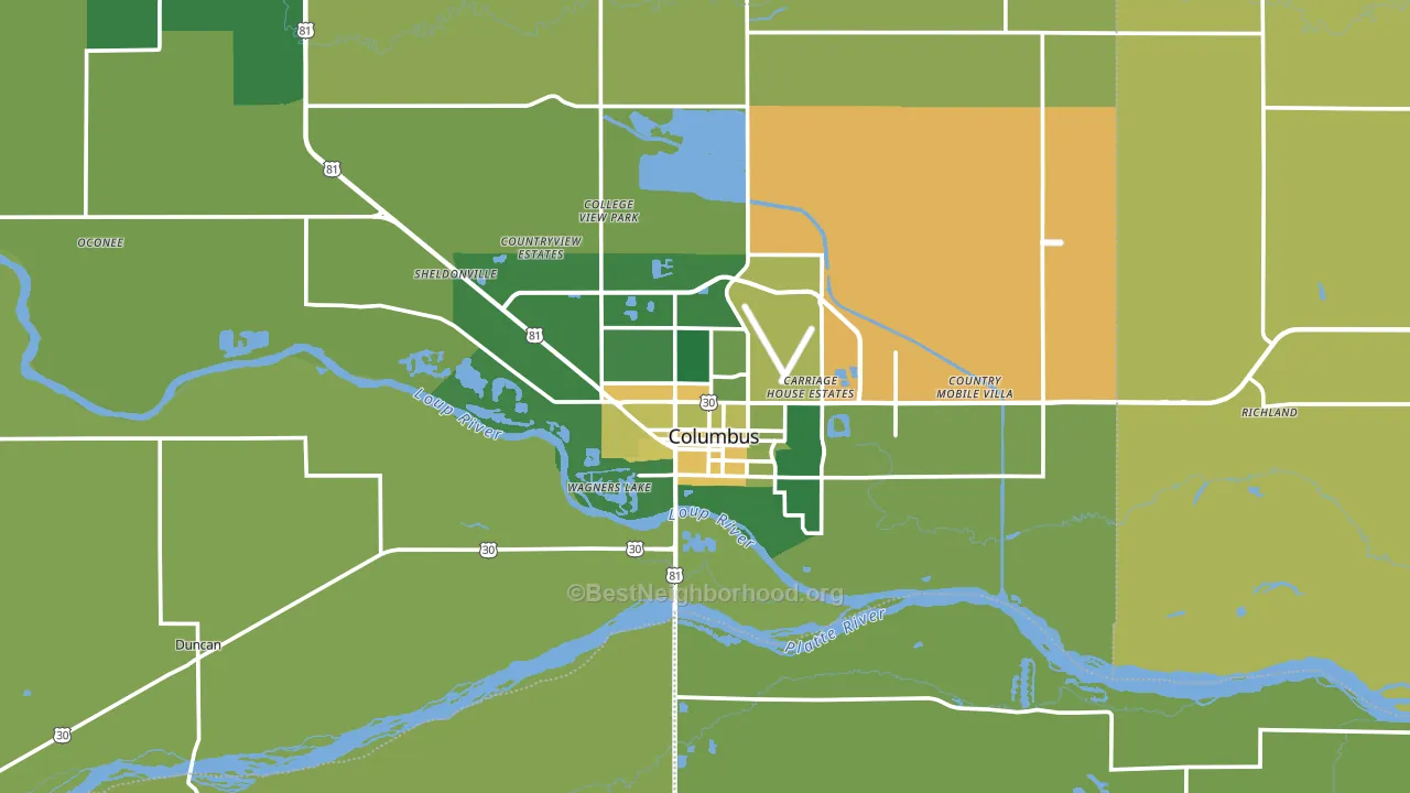 68601, NE block-group voter-turnout map