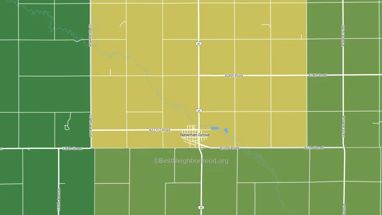 68758, NE block-group voter-turnout map