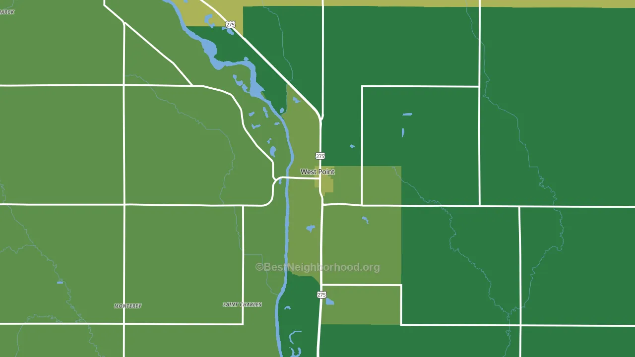 68788, NE block-group voter-turnout map