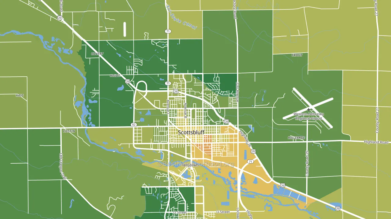 69361, NE block-group voter-turnout map