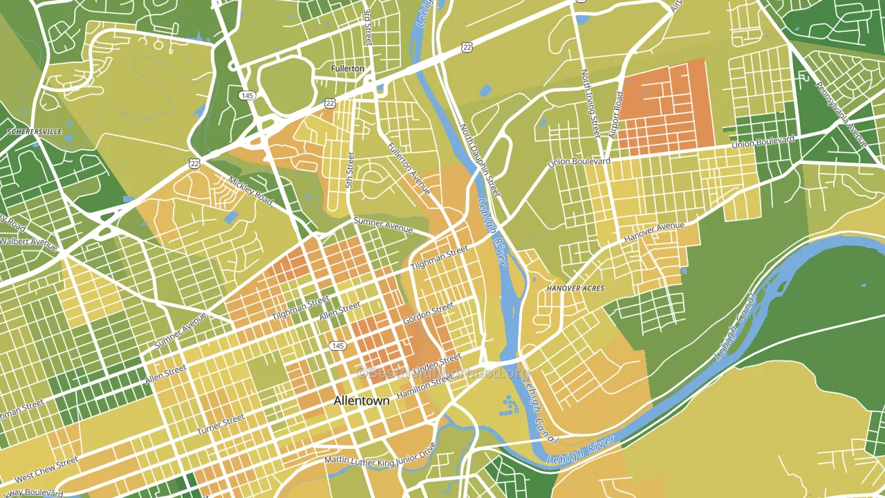 6th Ward, Allentown, PA block-group voter-turnout map