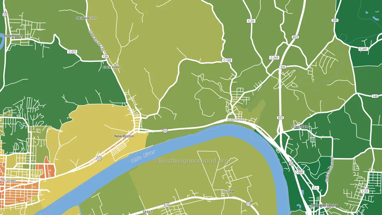 6th Ward, Portsmouth, OH block-group voter-turnout map