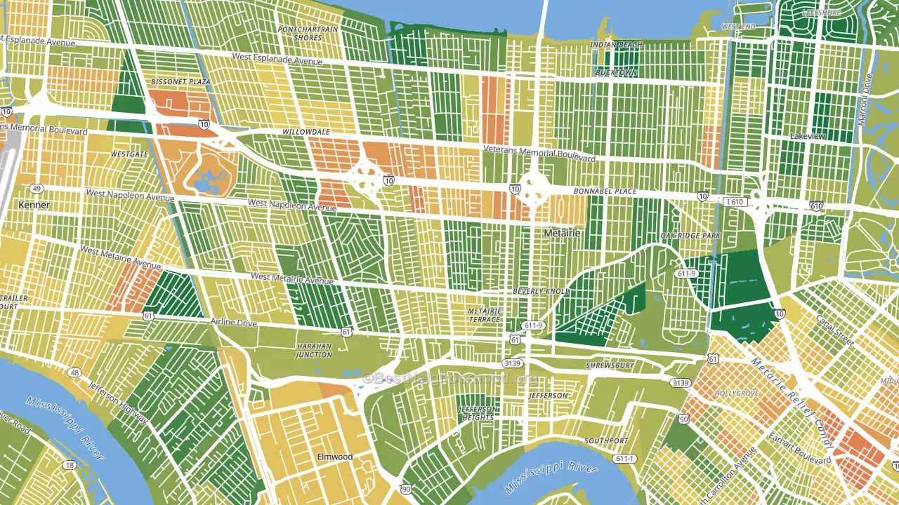 70001, LA block-group voter-turnout map