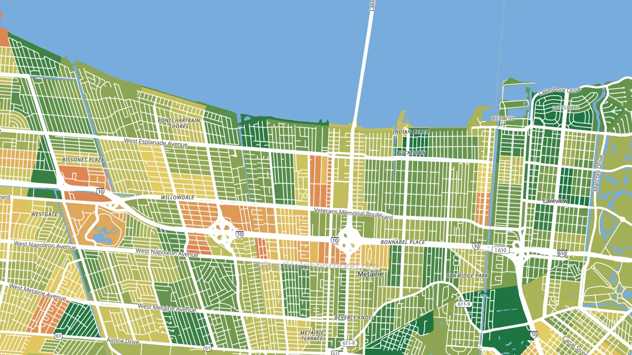 70002, LA block-group voter-turnout map