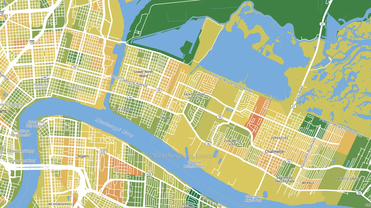 70032, LA block-group voter-turnout map