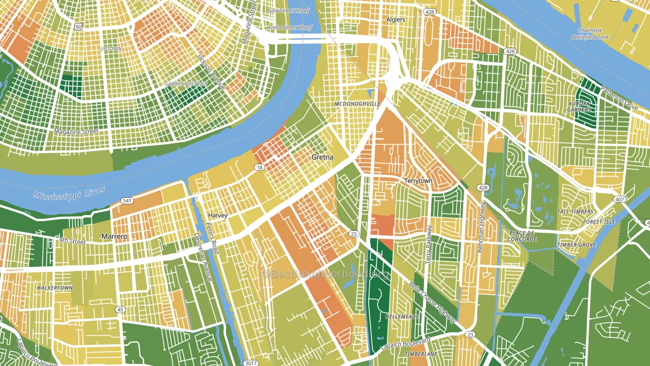70053, LA block-group voter-turnout map