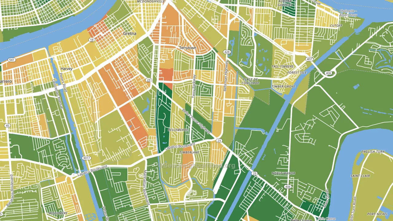 70056, LA block-group voter-turnout map