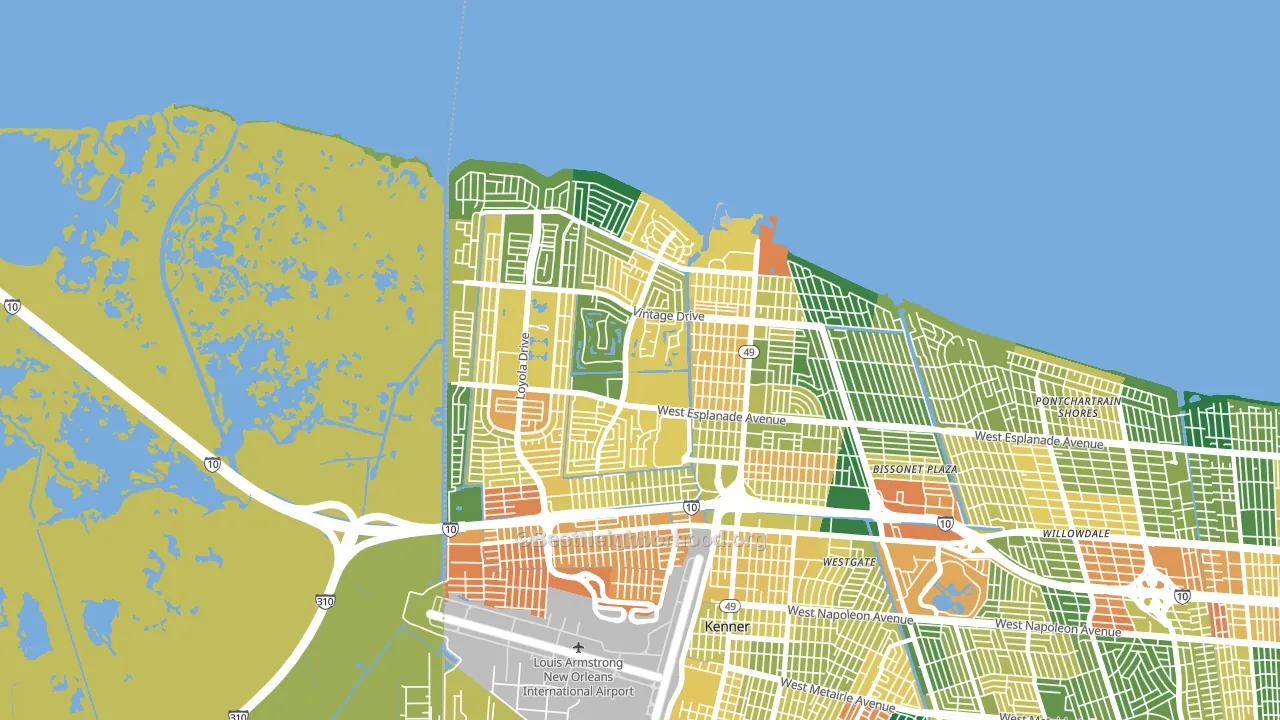 70065, LA block-group voter-turnout map