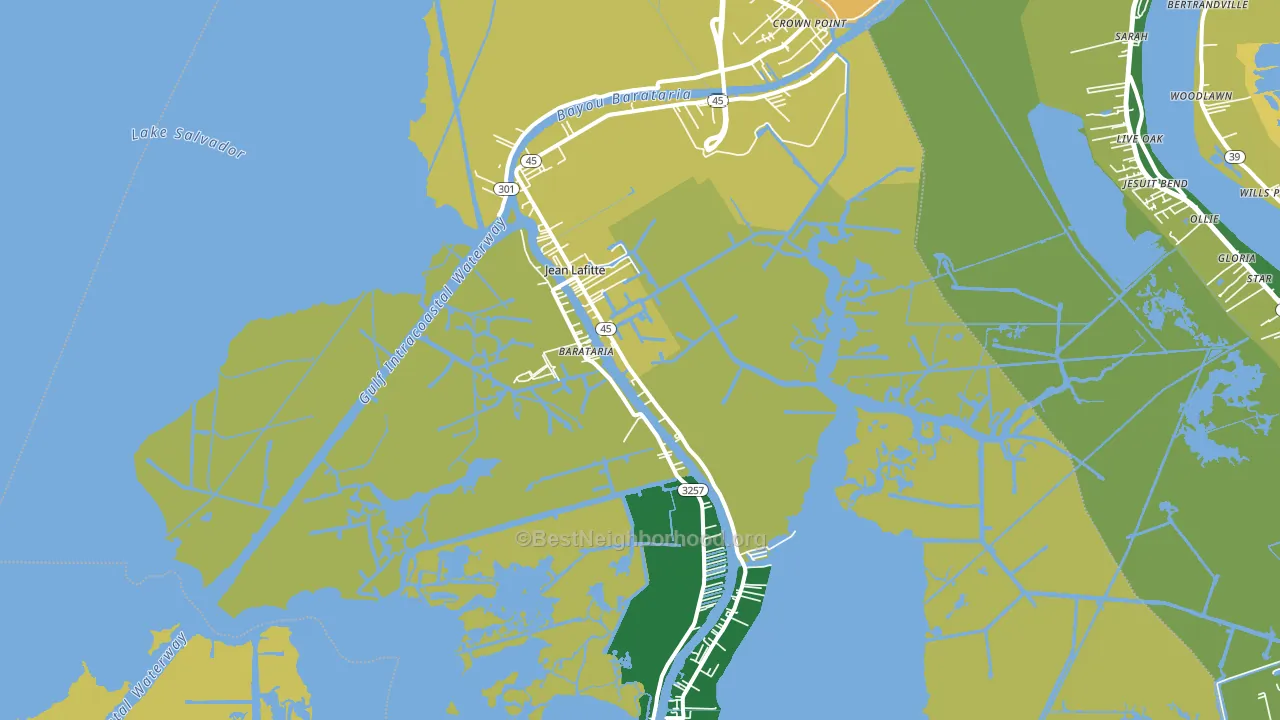 70067, LA block-group voter-turnout map