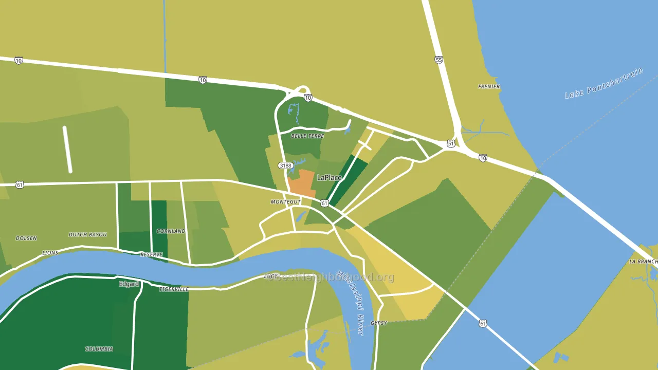 70068, LA block-group voter-turnout map