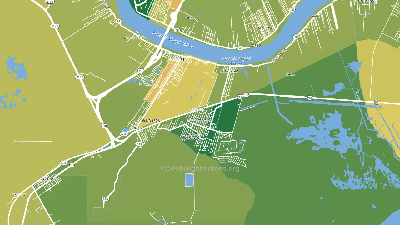70070, LA block-group voter-turnout map