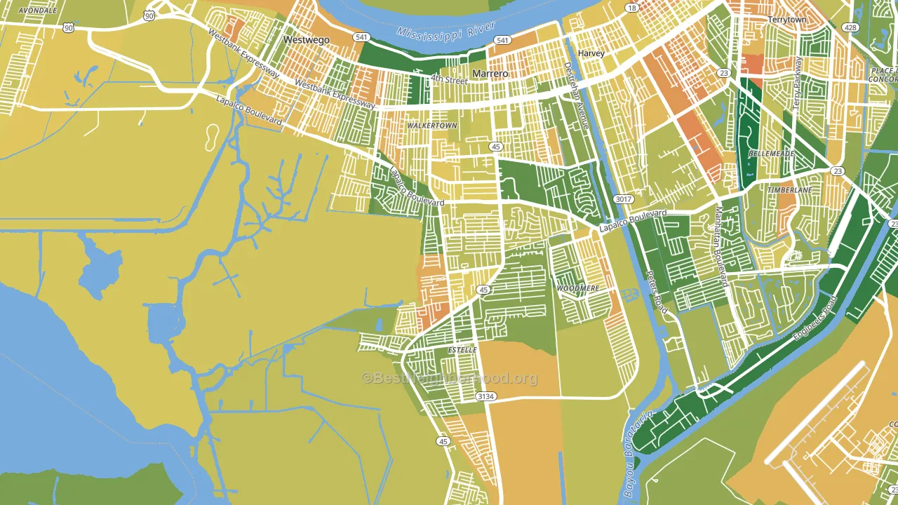 70072, LA block-group voter-turnout map