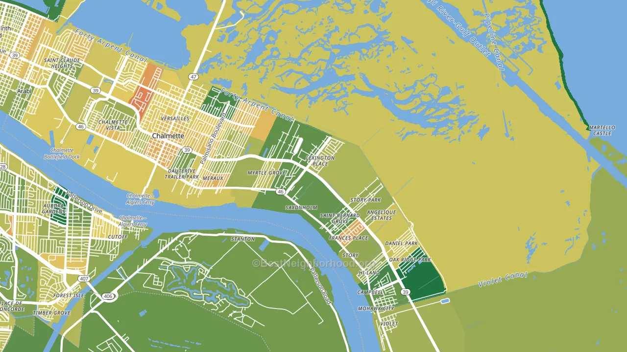70075, LA block-group voter-turnout map
