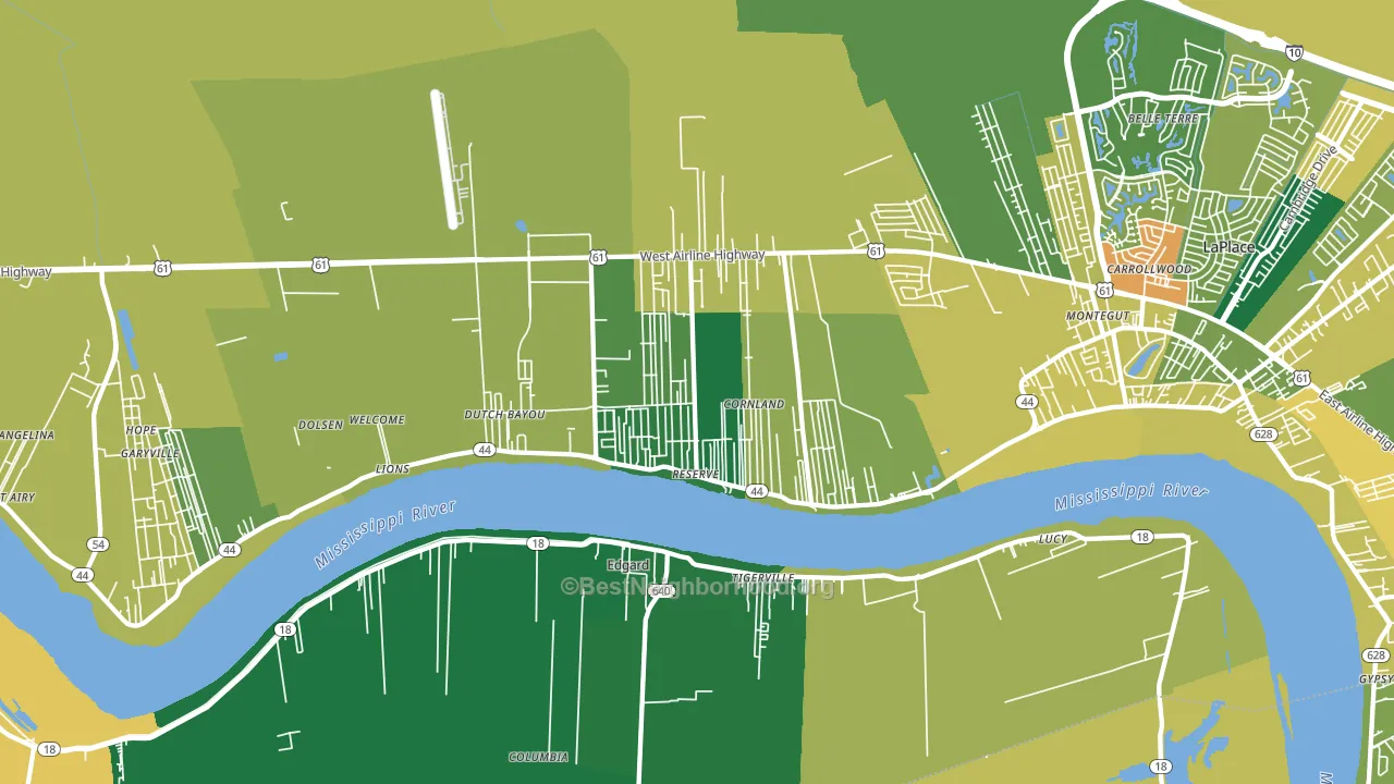 70084, LA block-group voter-turnout map