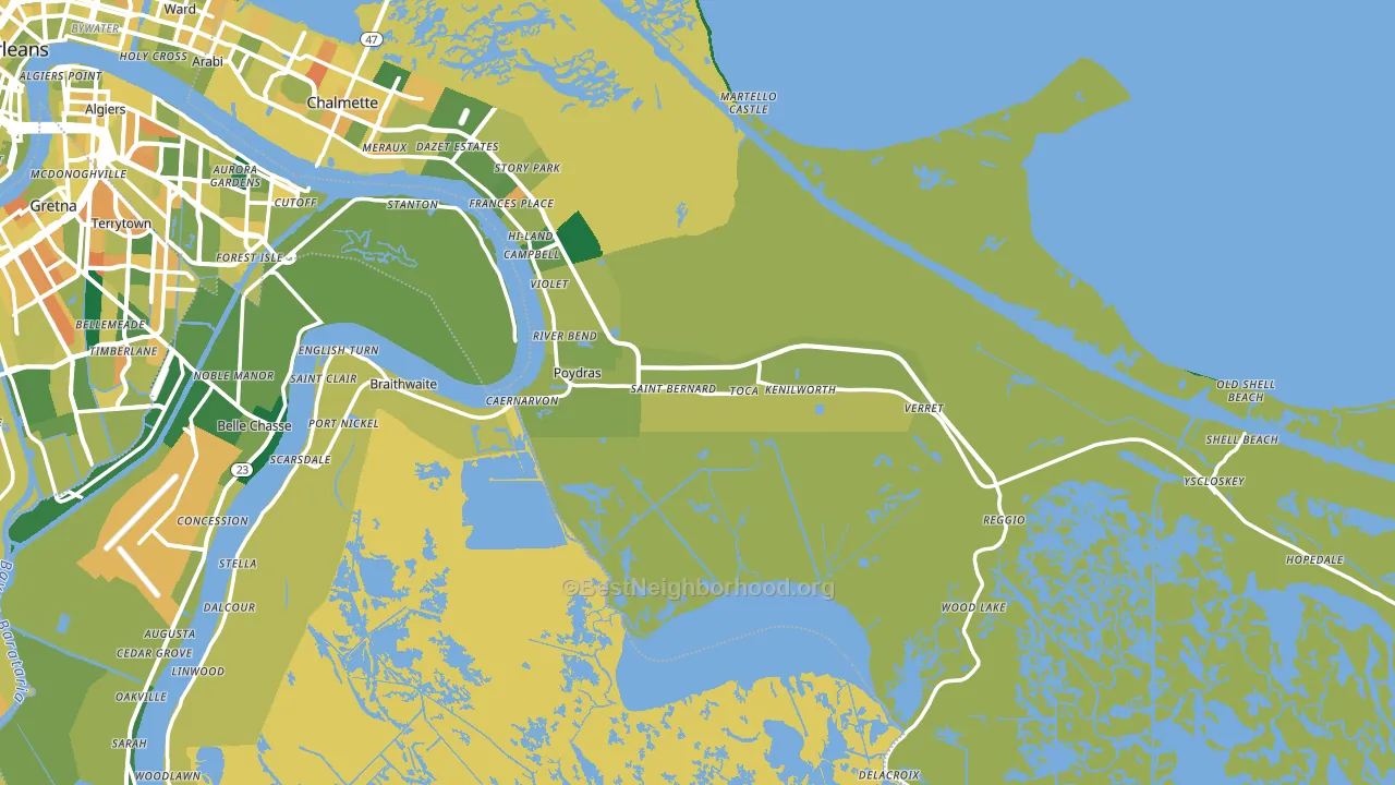 70085, LA block-group voter-turnout map