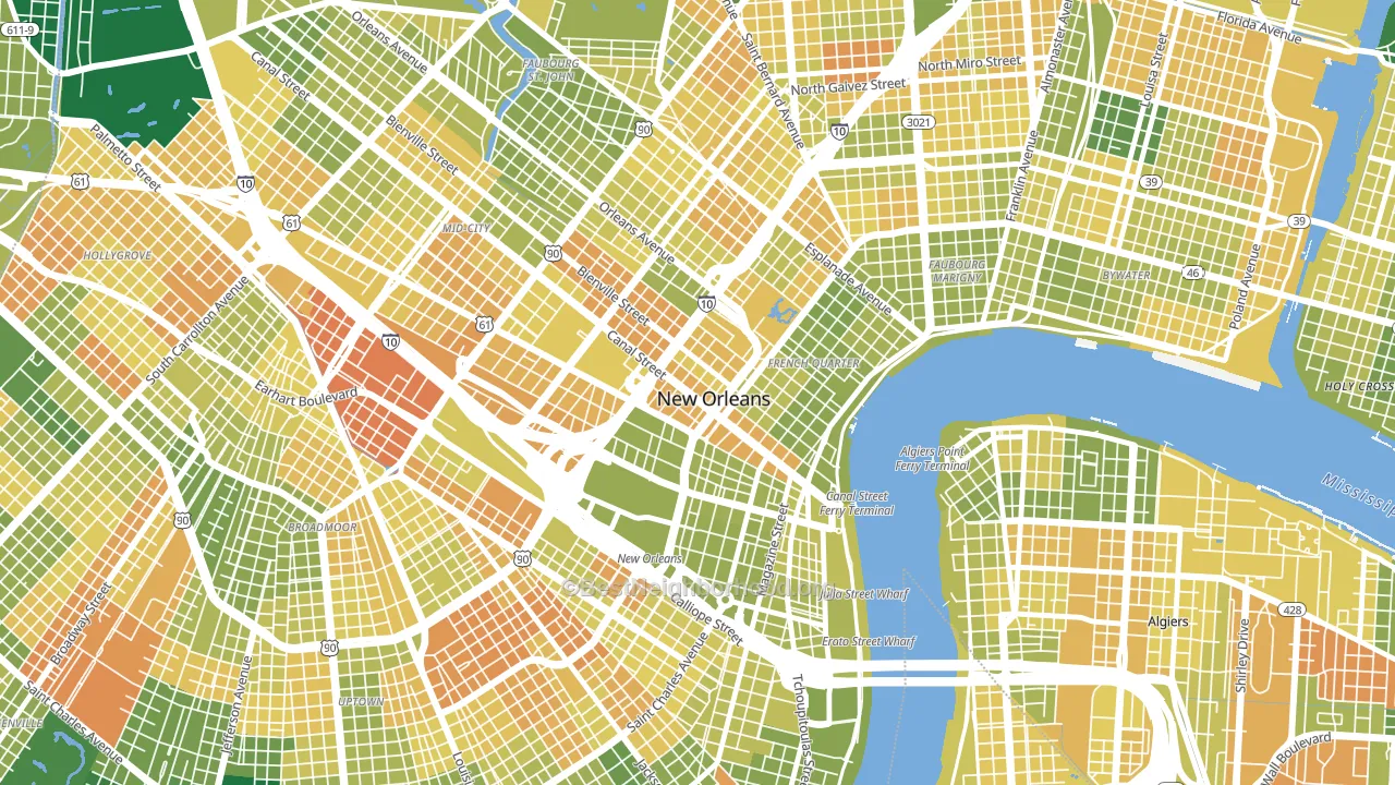 70112, LA block-group voter-turnout map