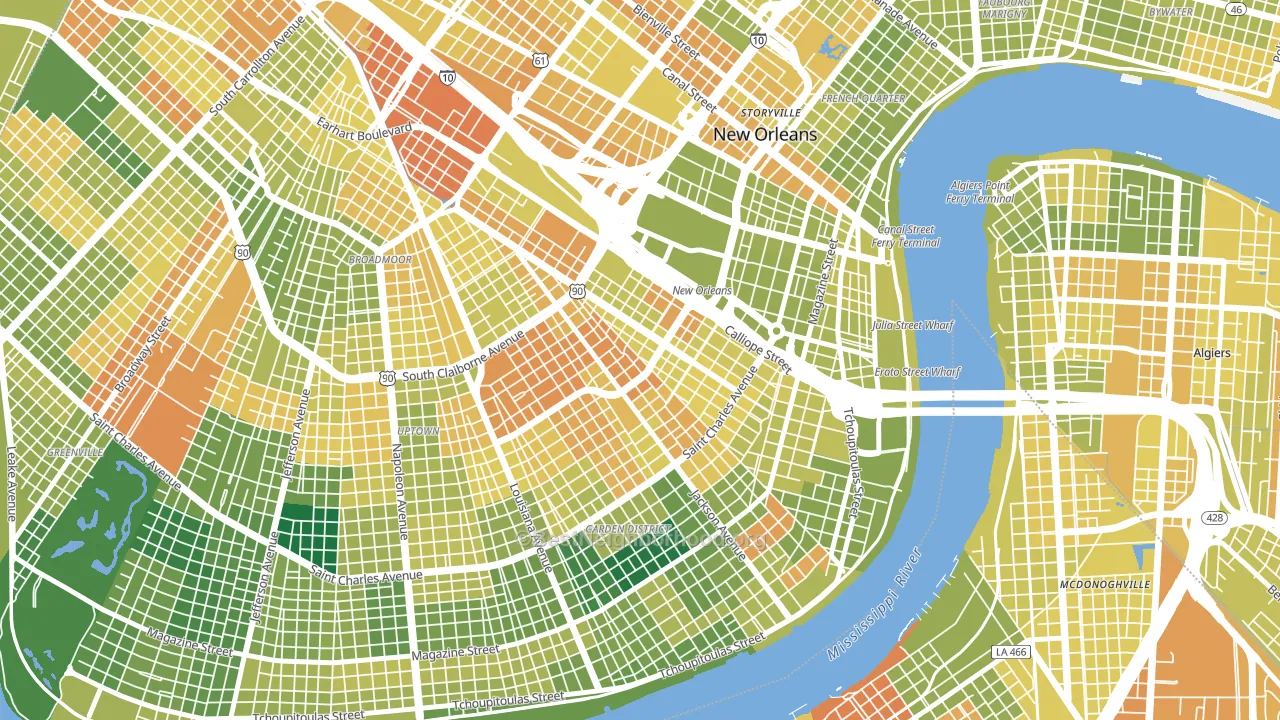 70113, LA block-group voter-turnout map