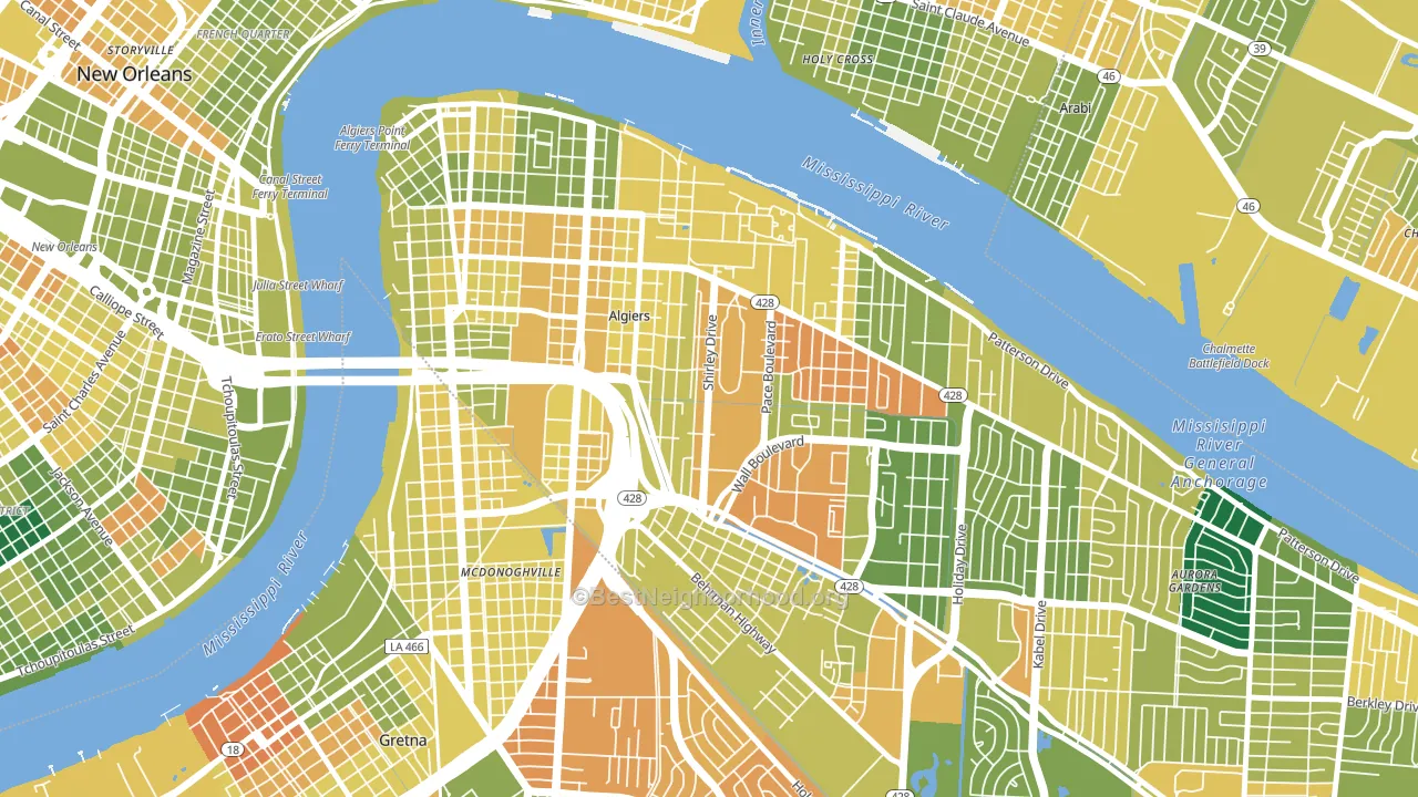 70114, LA block-group voter-turnout map