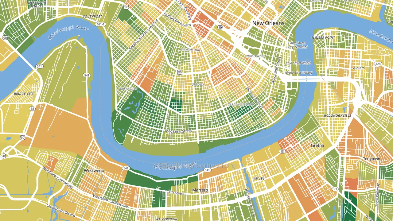 70115, LA block-group voter-turnout map