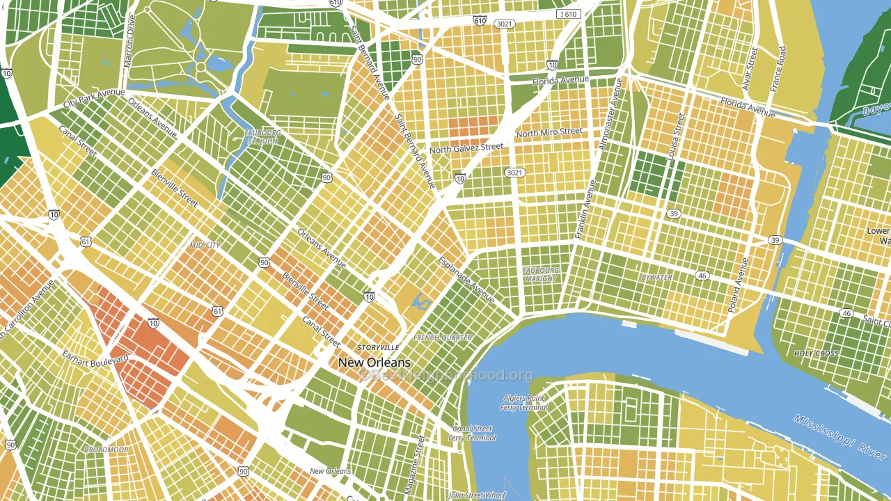 70116, LA block-group voter-turnout map