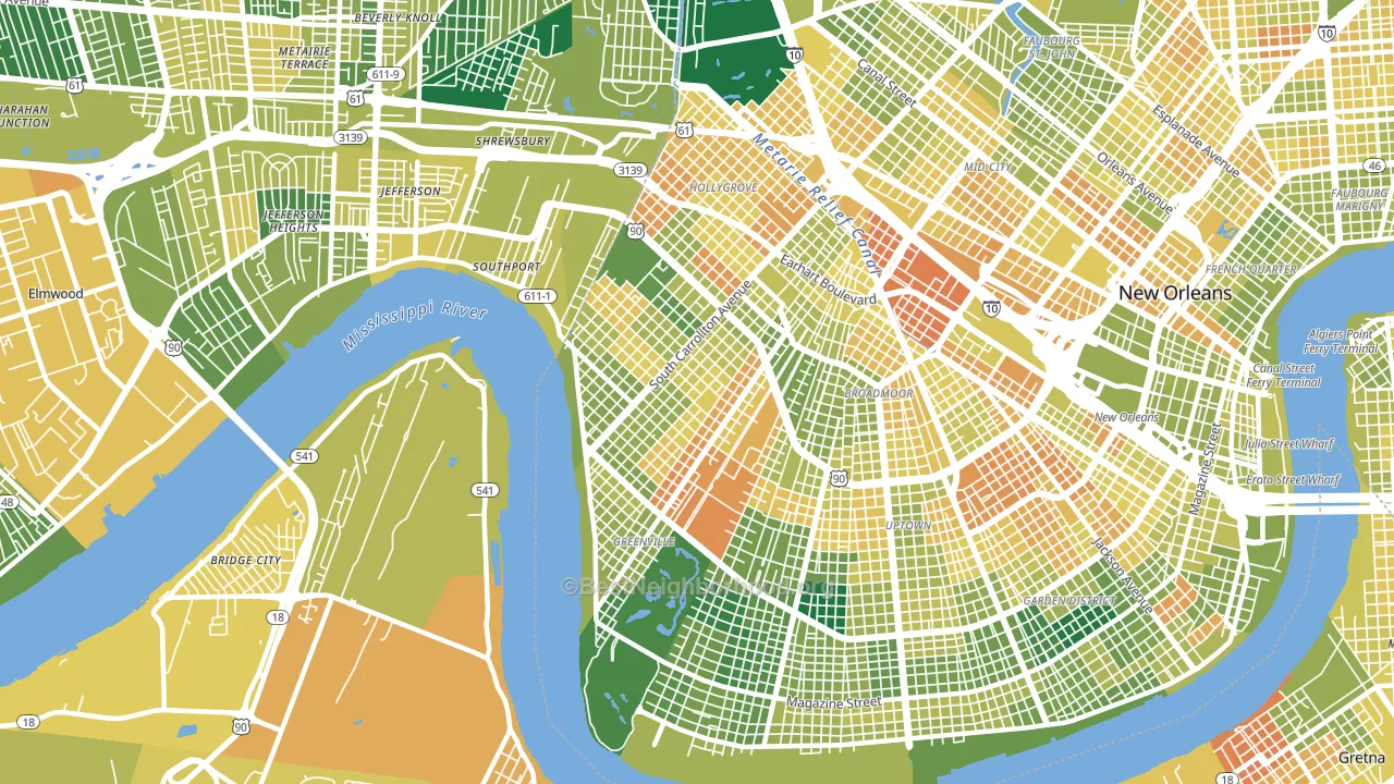 70118, LA block-group voter-turnout map