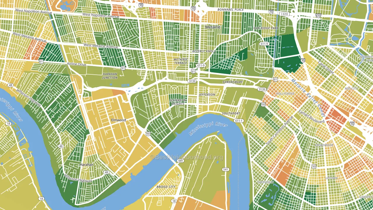 70121, LA block-group voter-turnout map
