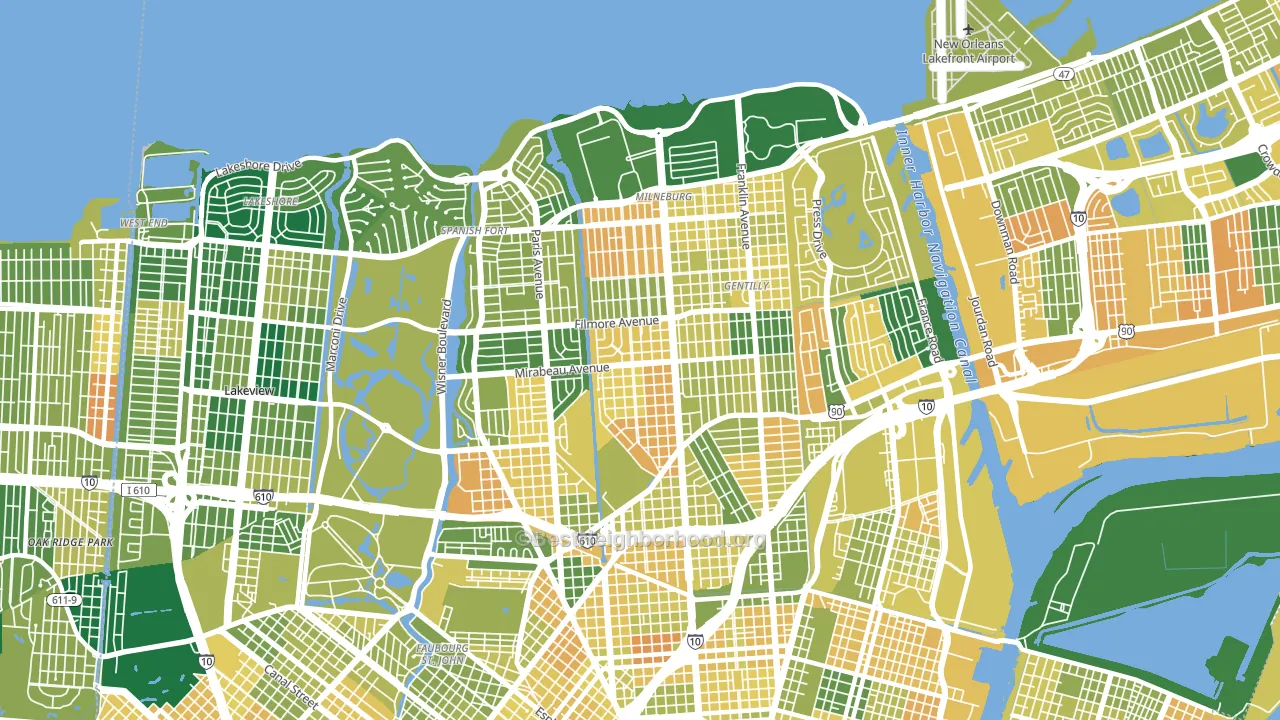 70122, LA block-group voter-turnout map