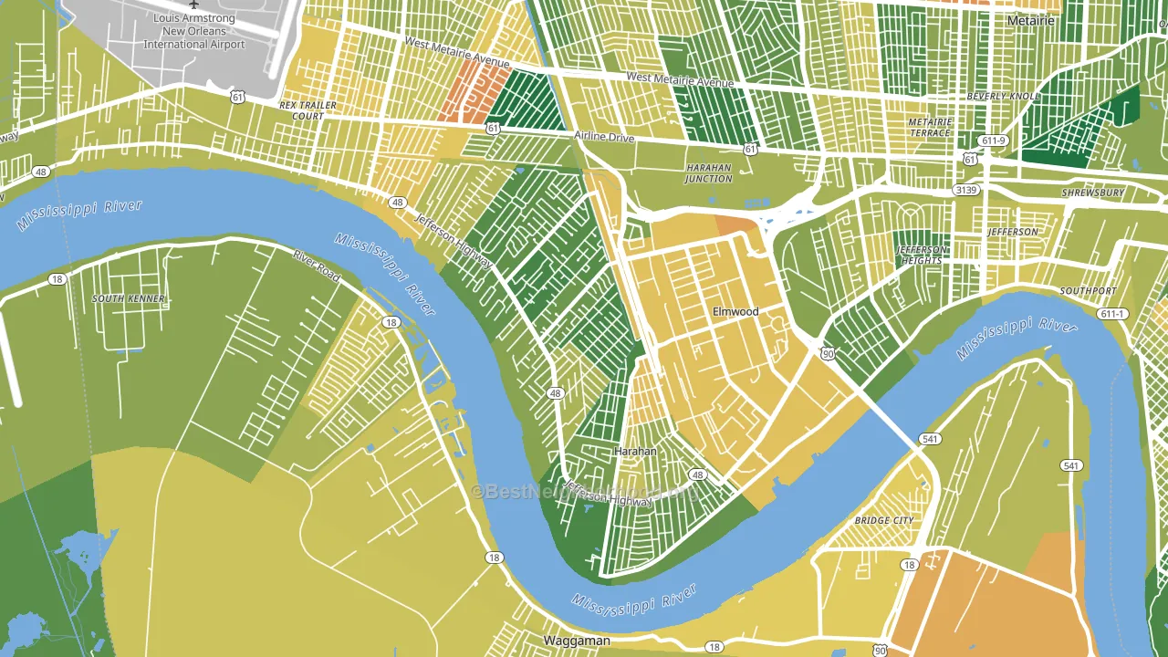 70123, LA block-group voter-turnout map