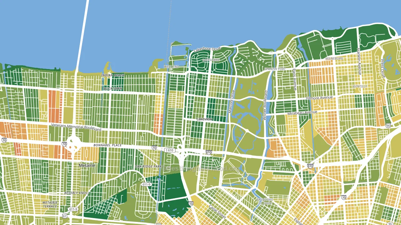 70124, LA block-group voter-turnout map