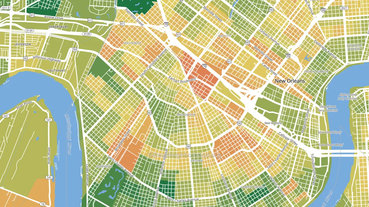 70125, LA block-group voter-turnout map