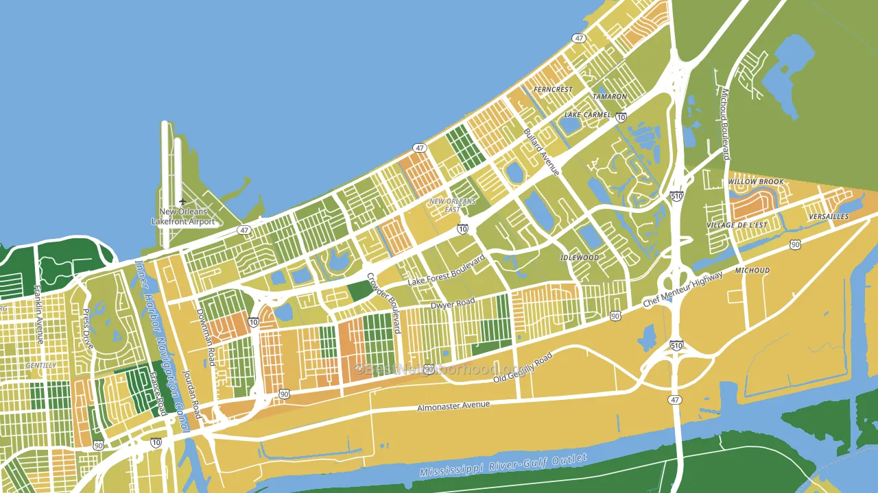 70127, LA block-group voter-turnout map