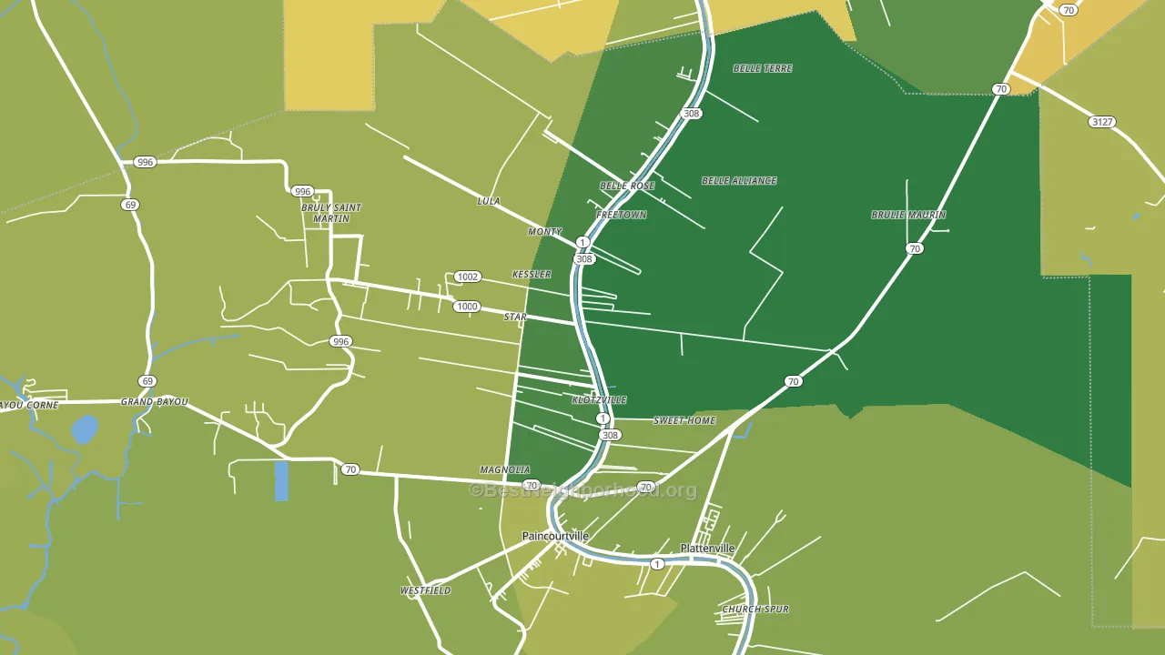 70341, LA block-group voter-turnout map