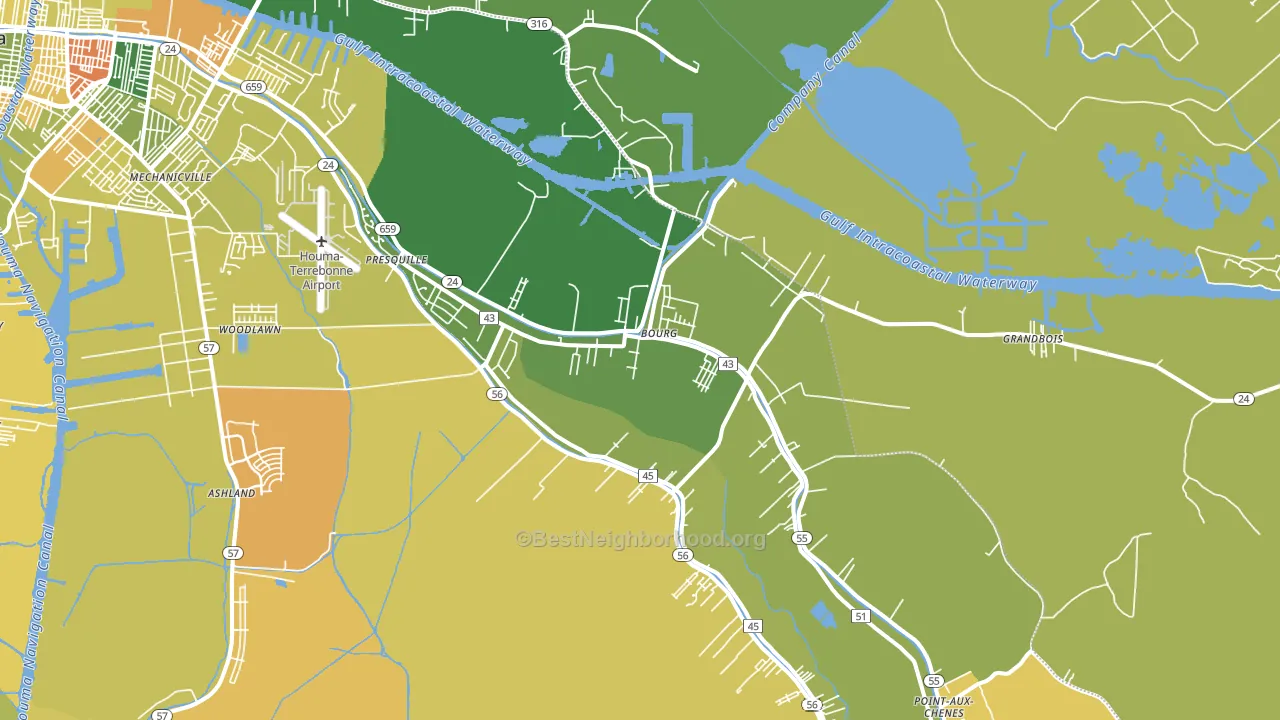 70343, LA block-group voter-turnout map
