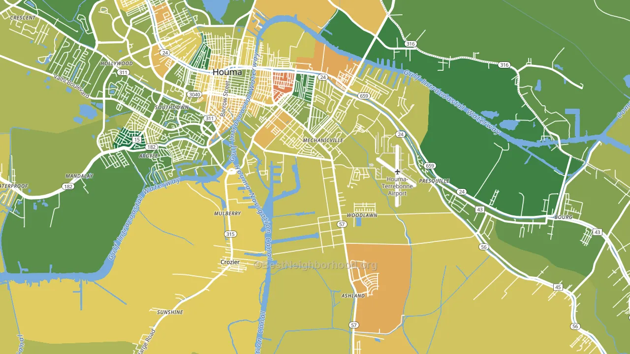 70363, LA block-group voter-turnout map