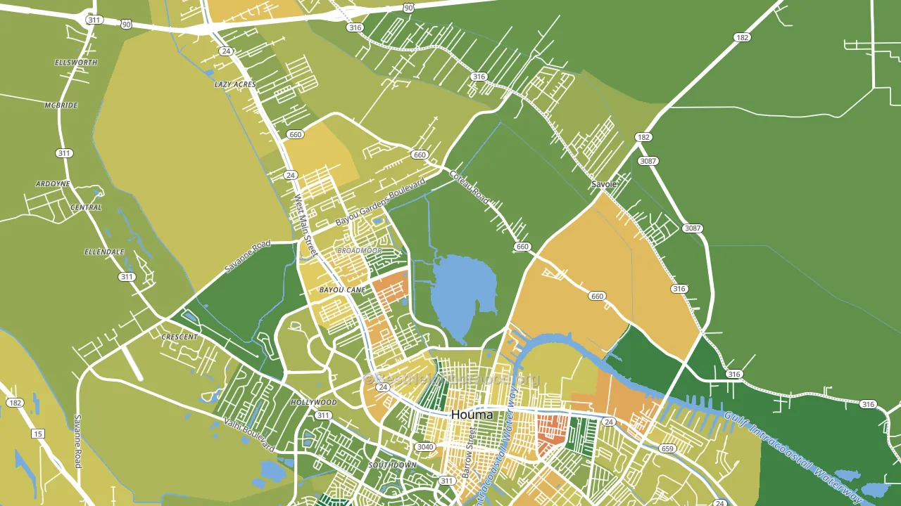 70364, LA block-group voter-turnout map
