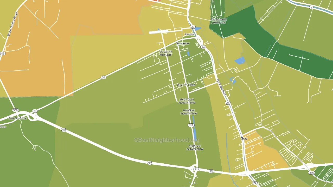 70395, LA block-group voter-turnout map