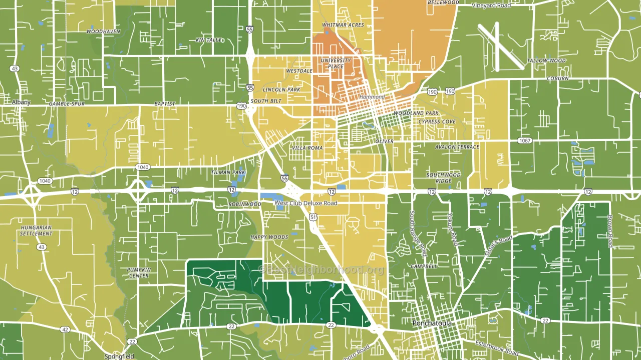 70403, LA block-group voter-turnout map