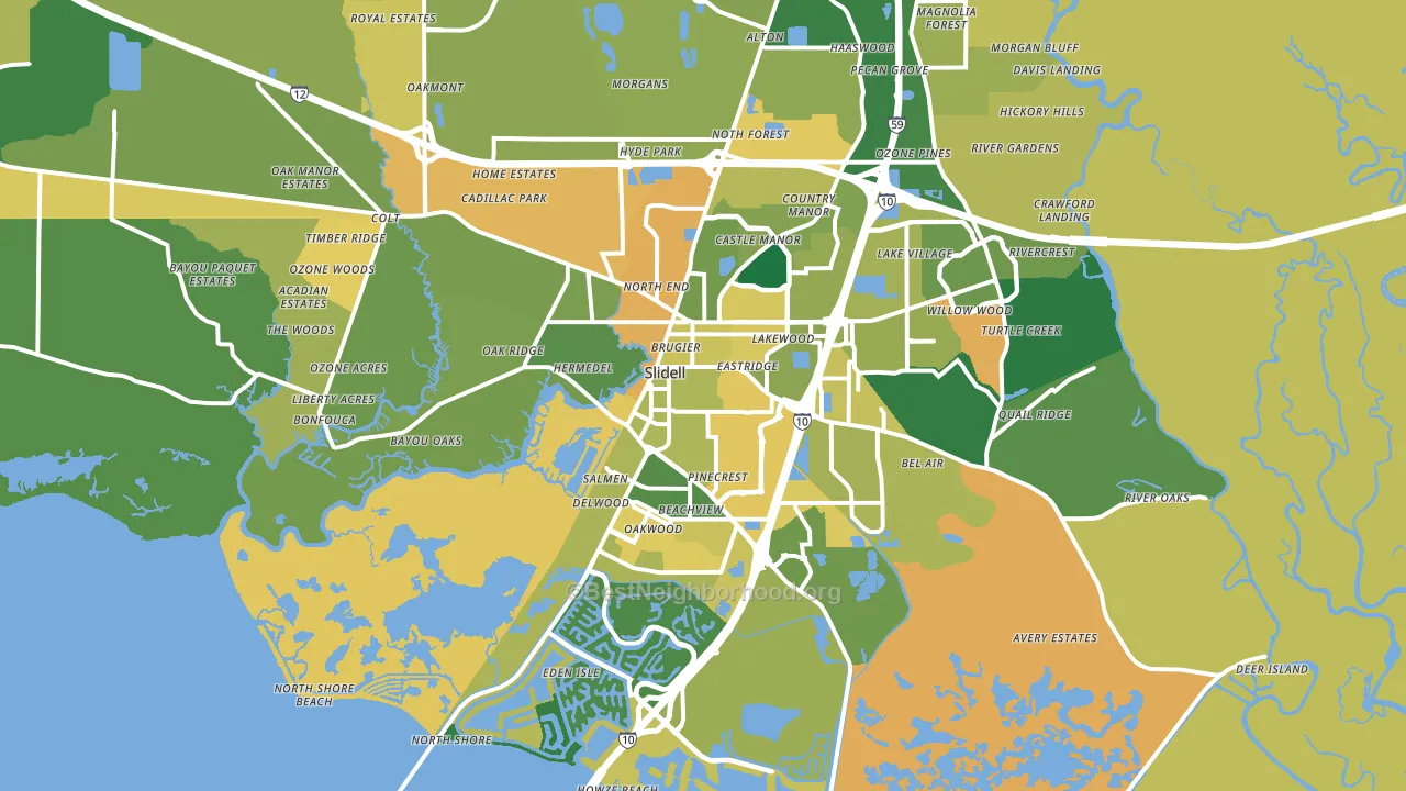 70458, LA block-group voter-turnout map