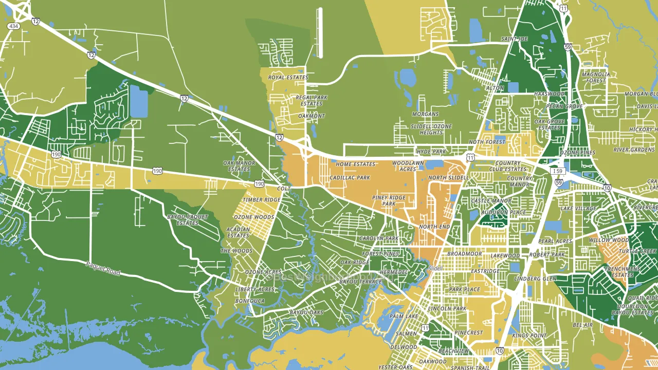 70460, LA block-group voter-turnout map