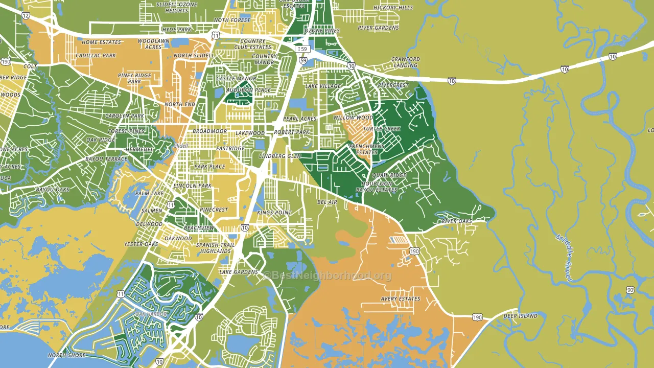 70461, LA block-group voter-turnout map