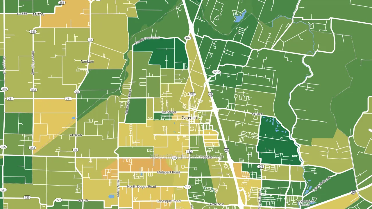 70520, LA block-group voter-turnout map