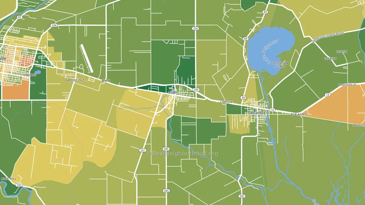 70533, LA block-group voter-turnout map