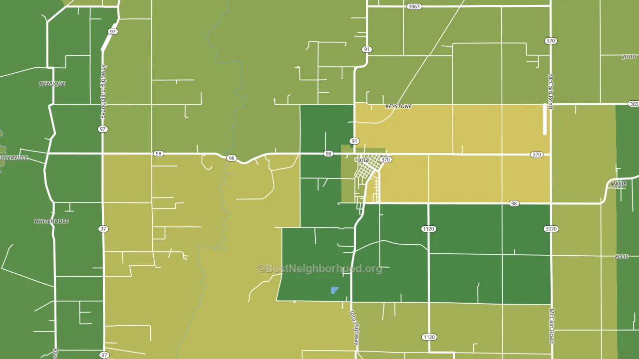 70543, LA block-group voter-turnout map