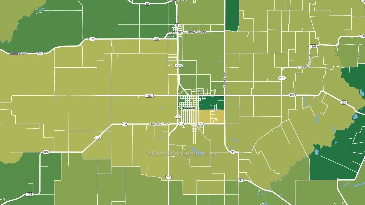 70554, LA block-group voter-turnout map