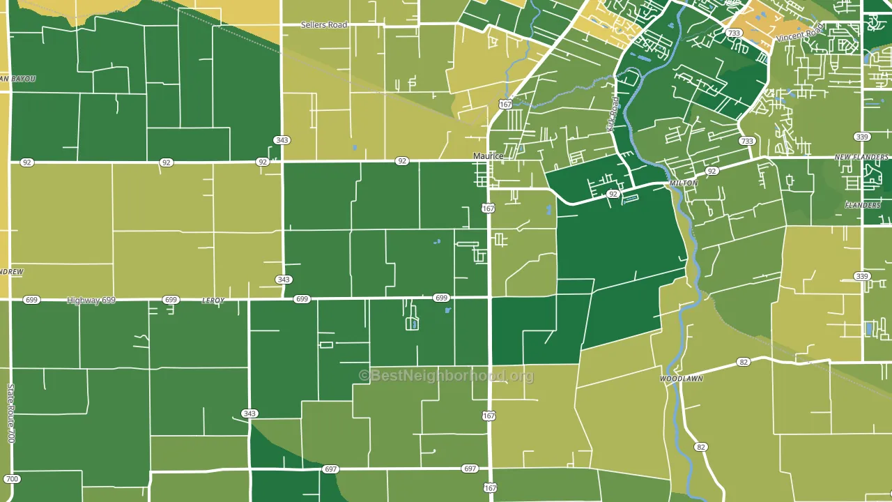 70555, LA block-group voter-turnout map