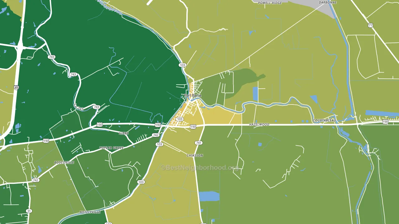 70577, LA block-group voter-turnout map